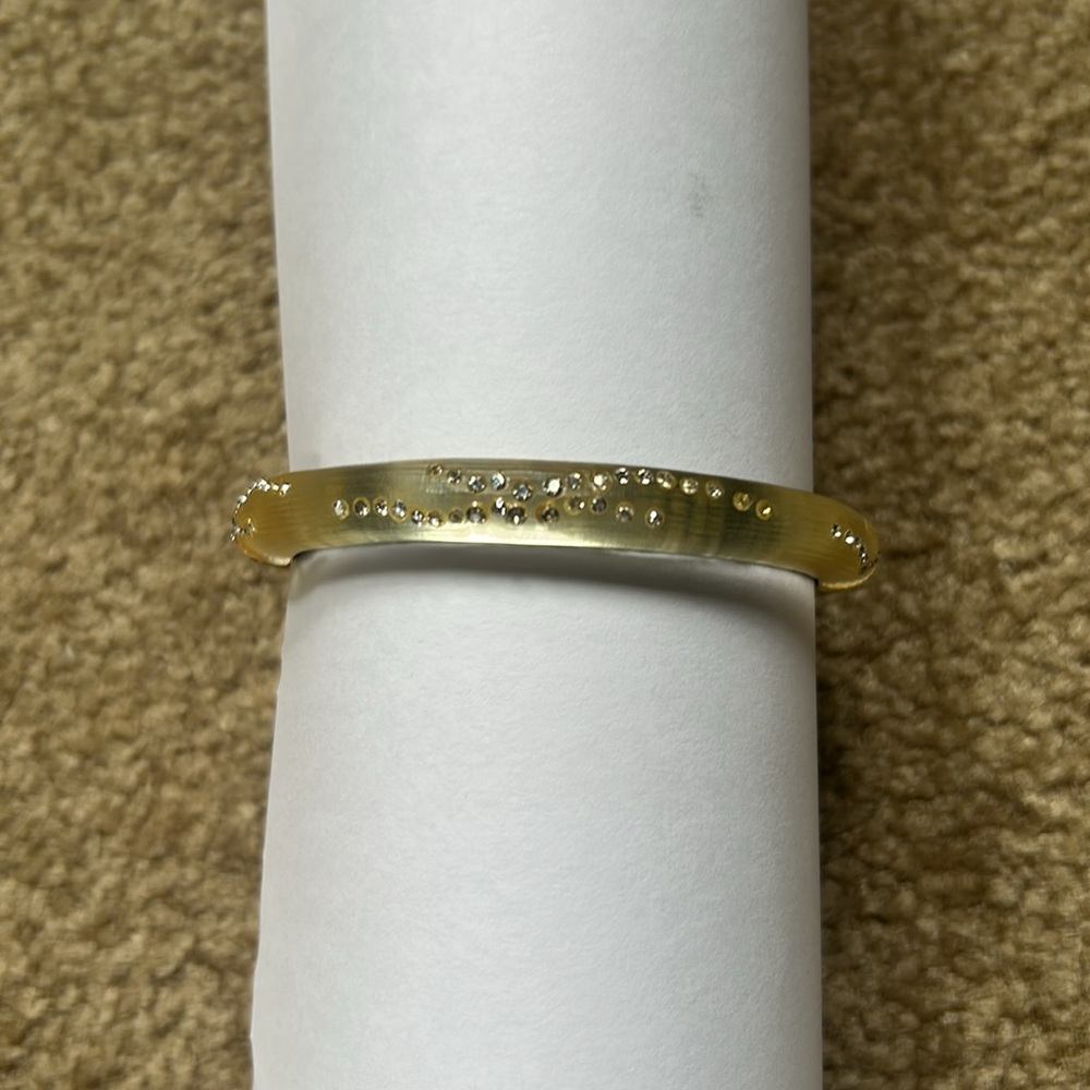 Alexis Bittar Yellow Lucite Crystal Dust Hinged Bracelet